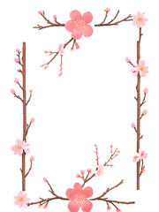 Sakura twig border frame PNG transparent background
