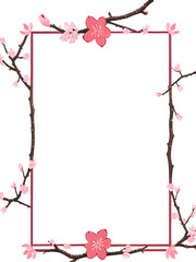 Sakura twig border frame PNG transparent background