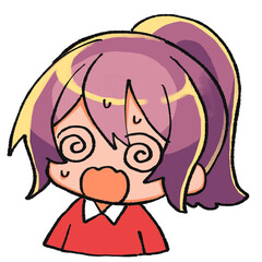 混乱するポニーテールのミニキャラ
