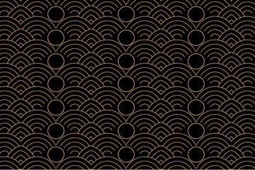Luxury gold background pattern seamless geometric line circle wave abstract design vector illustration. Christmas seamless pattern background.