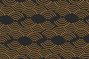 Luxury gold background pattern seamless geometric line circle wave abstract design vector illustration. Christmas seamless pattern background.