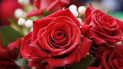 red roses with water drops