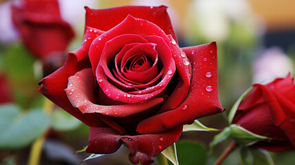 red rose with drops