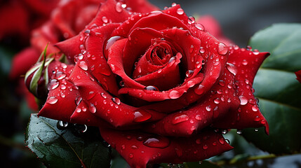 red rose with water drops
