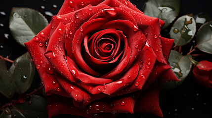 red rose with water droplets