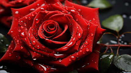 red rose with water drops
