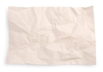 Sheet of crumpled parchment paper isolated on white, top view