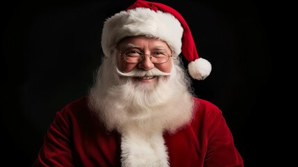 portrait of santa claus with a beard black background