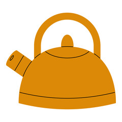 Flat line kettle. Vector illustration with coffee theme and flat line vector style.