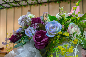 Decorative flowers made of fabric for decorative beauty
