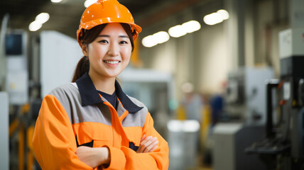 工場で働くアジア人女性