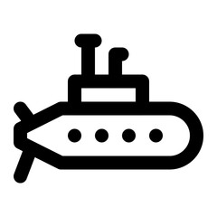 Submarine icon with outline style.
