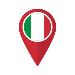 Flag of Italy flag on map pinpoint icon isolated red color