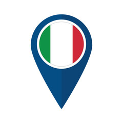 Flag of Italy flag on map pinpoint icon isolated blue color
