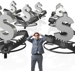 Businessman being trapped by dollar