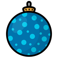 Bola de navidad ilustrada colores, adorno arbol navideño, sin fondo.