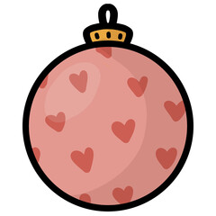 Bola de navidad ilustrada colores, adorno arbol navideño, sin fondo.