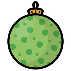 Bola de navidad ilustrada colores, adorno arbol navideño, sin fondo.