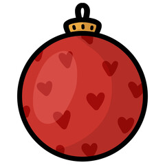 Bola de navidad ilustrada colores, adorno arbol navideño, sin fondo.