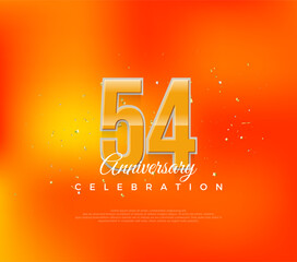 54th anniversary with a luxurious orange color design. simple modern premium vector. Premium vector for poster, banner, celebration greeting.