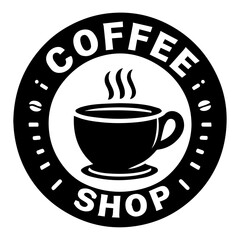 Coffee shop vector logo Illustration black color, coffee shop logo, coffee shop icon vector black color