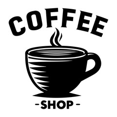 Coffee shop vector logo Illustration black color, coffee shop logo, coffee shop icon vector black color