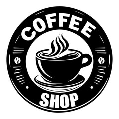 Coffee shop vector logo Illustration black color, coffee shop logo, coffee shop icon vector black color