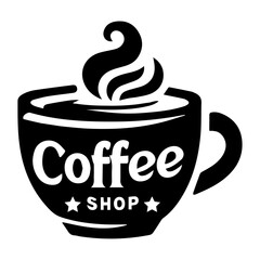 Coffee shop vector logo Illustration black color, coffee shop logo, coffee shop icon vector black color