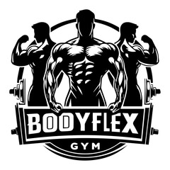 Gym Logo Vector Illustration silhouette black color, bodyflex gym vector silhouette