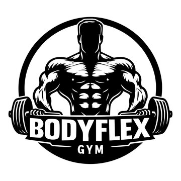 Gym Logo Vector Illustration silhouette black color, bodyflex gym vector silhouette