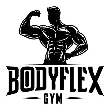 Gym Logo Vector Illustration silhouette black color, bodyflex gym vector silhouette