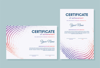 Colorful certificate of achievement template with wave abstract
