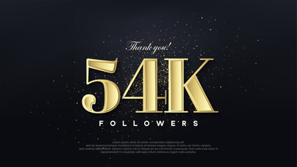 Design thank you 54k followers, in soft gold color. - obrazy, fototapety, plakaty