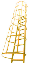Gold ladder leading to the top of the building , on a transparent background