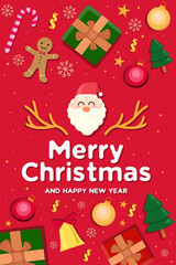 Fototapeta na wymiar flat design merry christmas vertical banner illustration