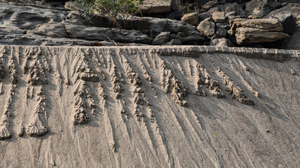 Sand Texture. Brown sand. Background from fine sand. Close-up image.