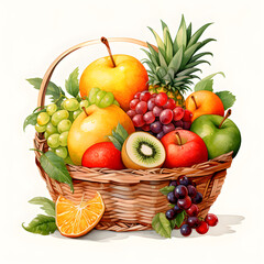 Naklejka na ściany i meble Mix Fruits, watercolor illustrations