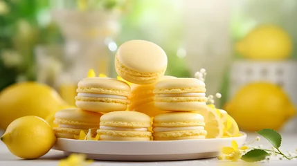 Keuken spatwand met foto lemon macarons with lemon decoration © Prasanth