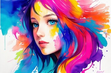 portrait of a woman with colorful makeup