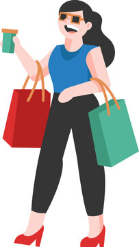 Girl on Shopping Illustration