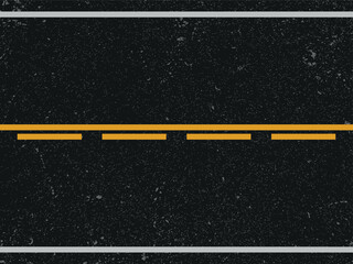 Asphalt road texture with road marking, paved road with dividing strips vector illustration.