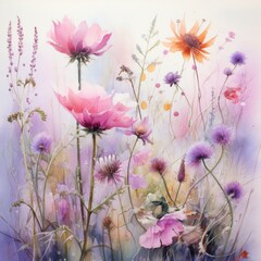 painting of watercolor wild flowers - 1