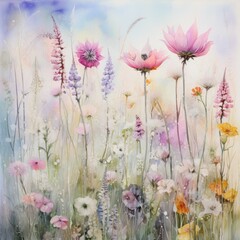 painting of watercolor wild flowers - 1