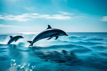 a background with dolphins in the ocean is abstract