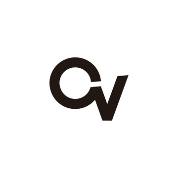 letter cv circle geometric rotate logo vector