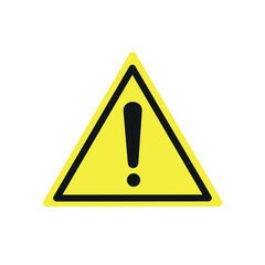 Exclamation mark. Warning sign Caution danger. Isolated on a white background. Yellow