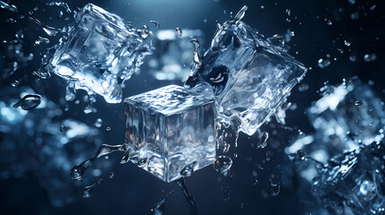Ice, artificial ice, studio ice poster web page PPT background, digital technology commercial photography background