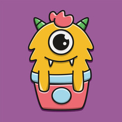 Cartoon monster Character design for logo, sticker, mascot and more
