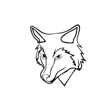 Sleek Wilderness Spirit: Stylish Wolf Silhouette in Line Art