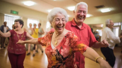 Gordijnen Senior citizens dancing at a community center © Visionary Vistas